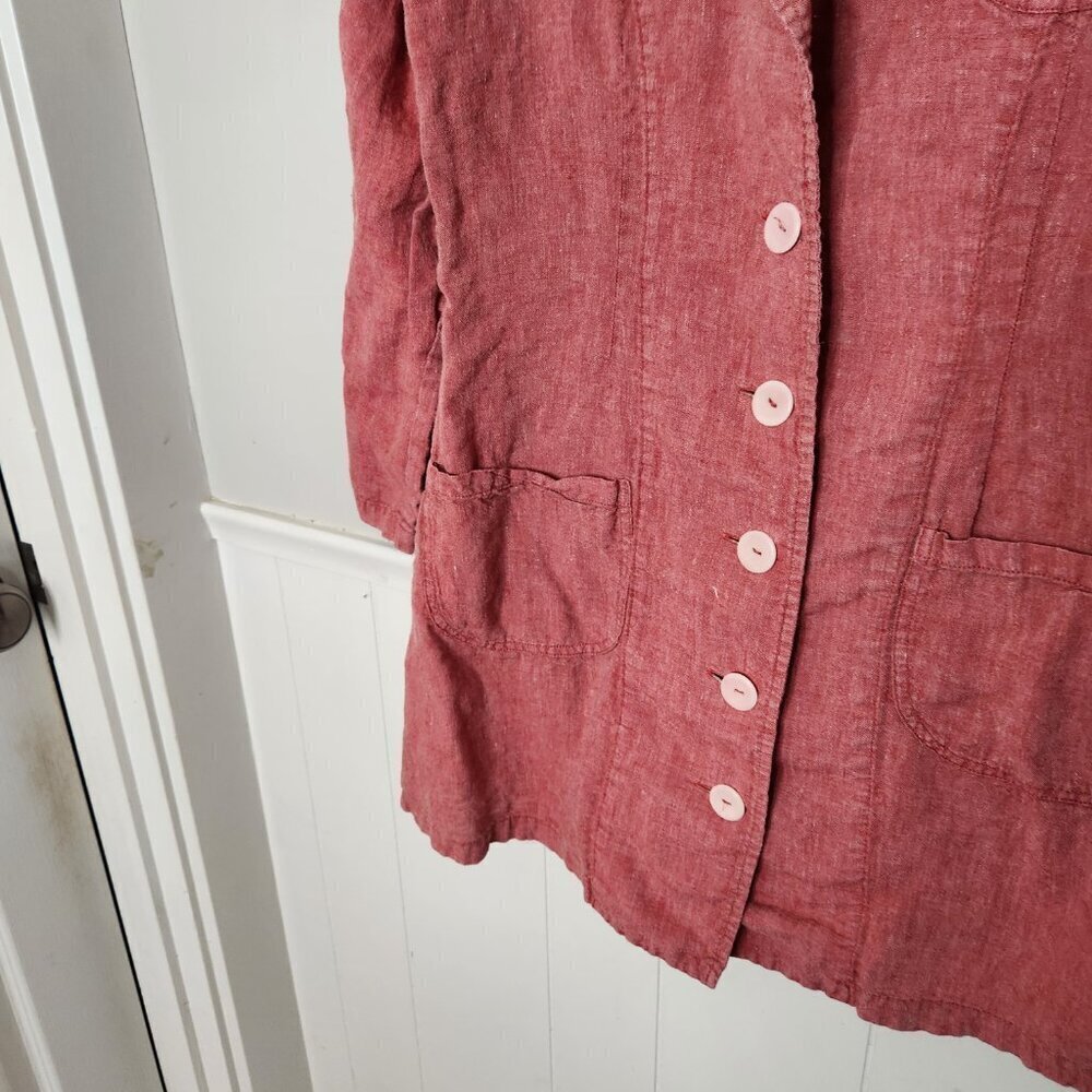 Flax Red Linen Button Front Blazer Jacket - image 2